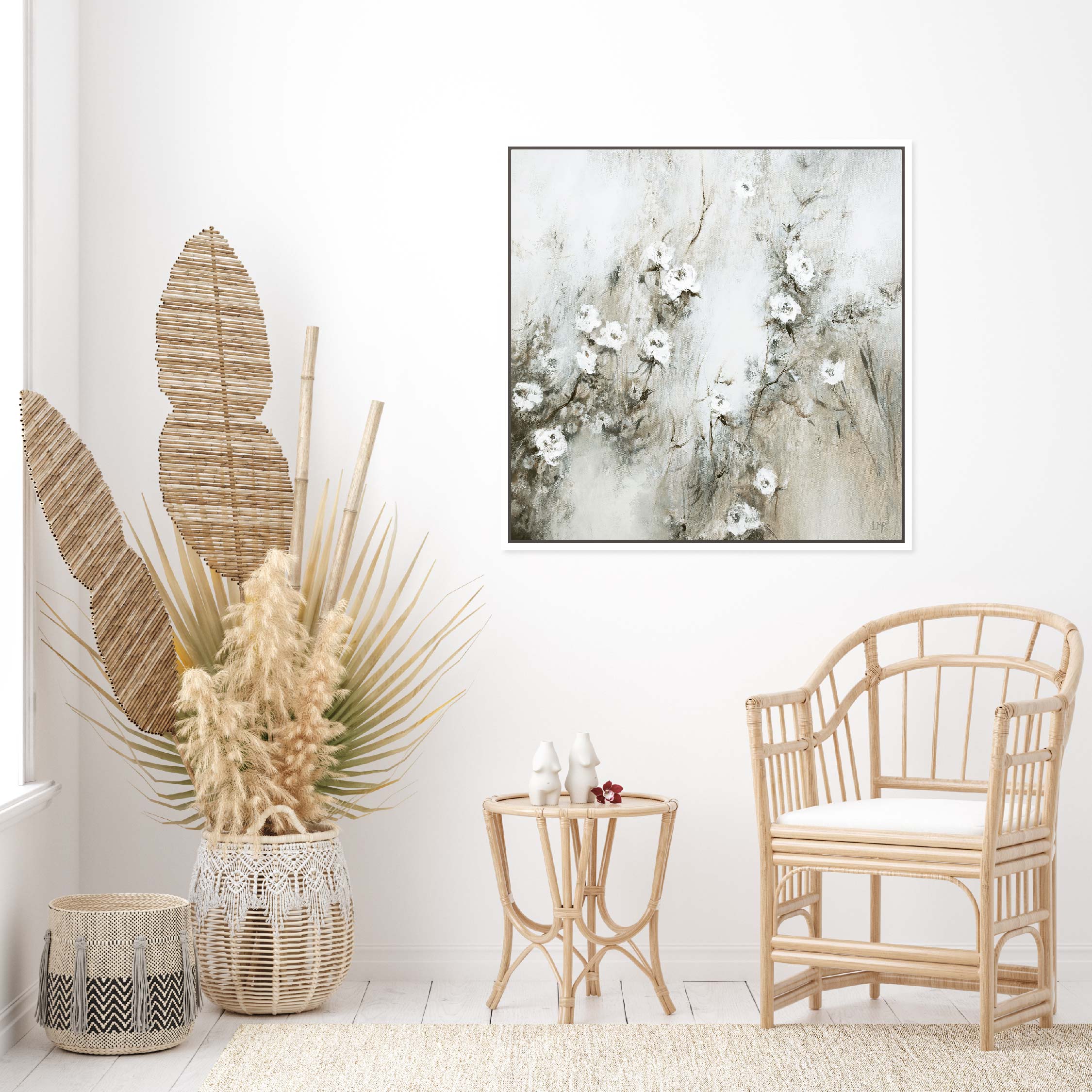 Wild Blooms Square Framed Printed Canvas - Mala Art Co.