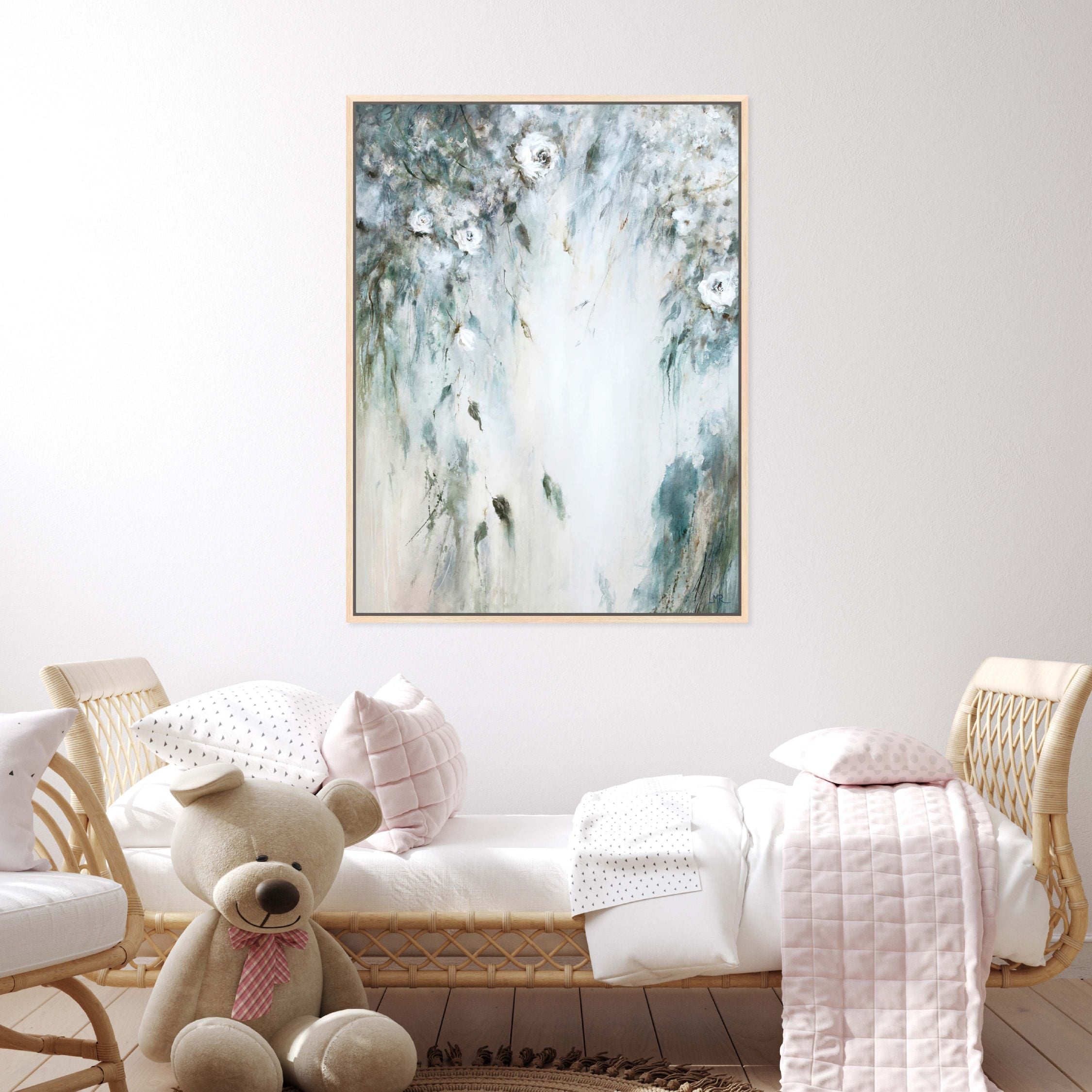 Cascade I Portrait Framed Printed Canvas - Mala Art Co.