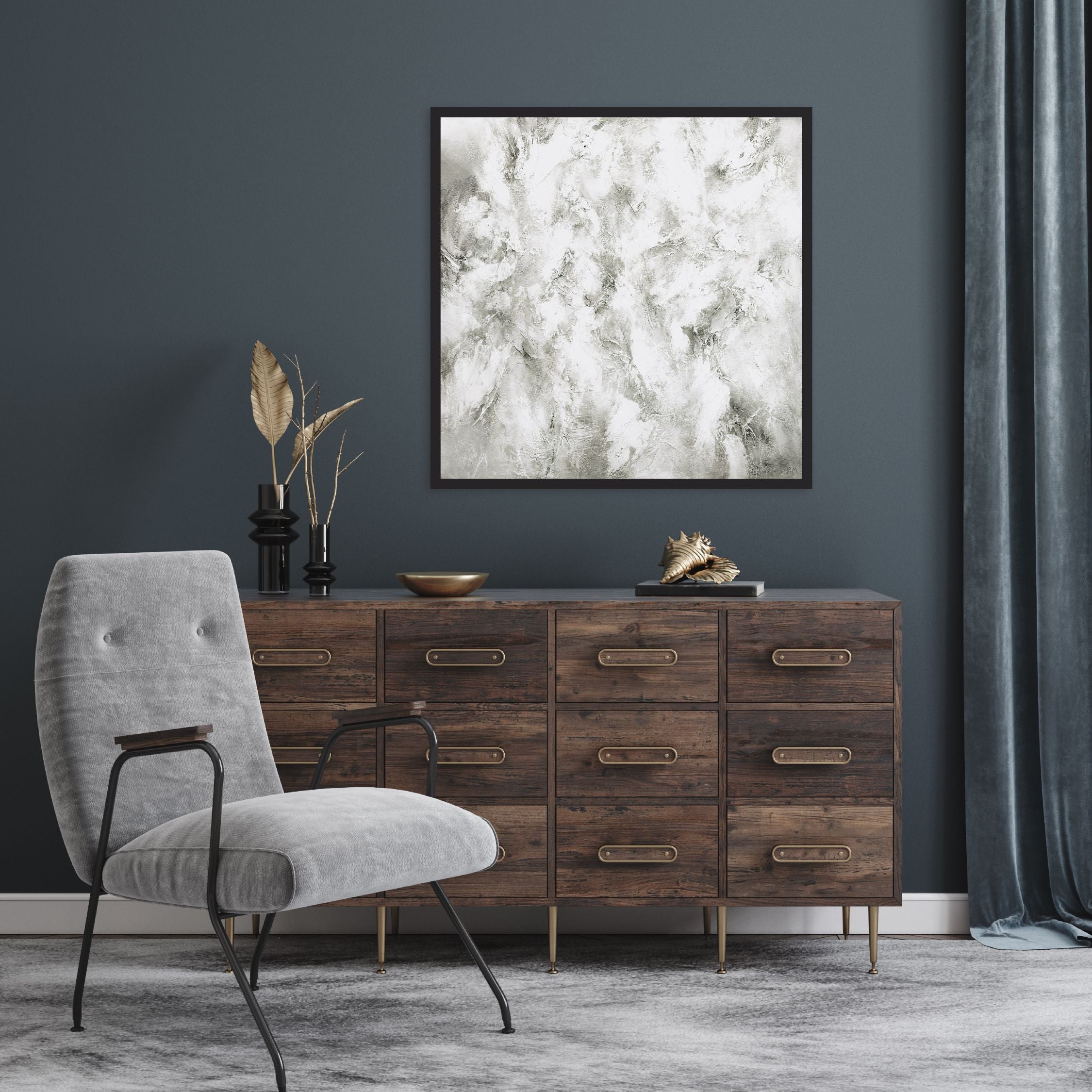 Fracture Square Framed Printed Canvas - Mala Art Co.