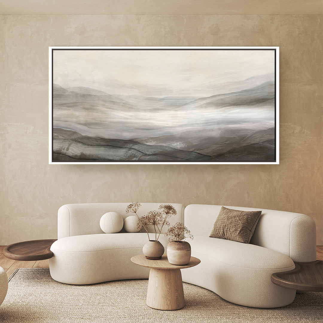 Mountain View Panoramic Framed Printed Canvas