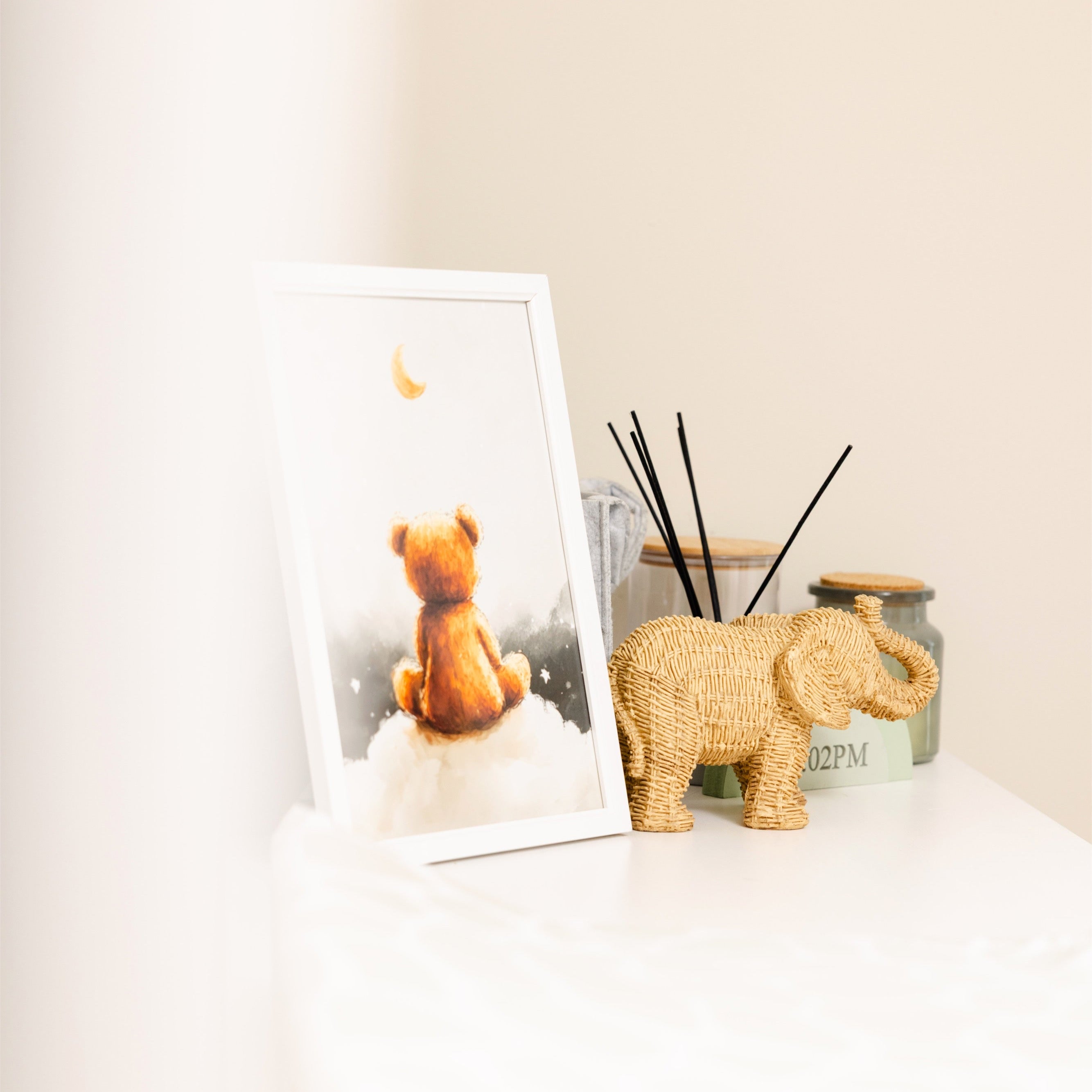 Teddy and Moon Print