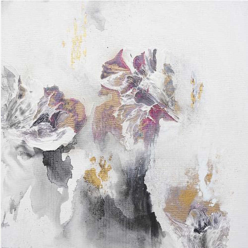 Floral Petals Abstract Square Framed Printed Canvas - Mala Art Co.