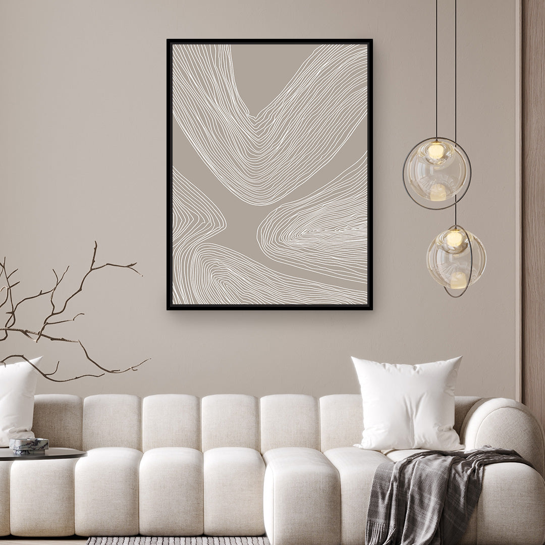 Flowing Contours Portrait Framed Printed Canvas