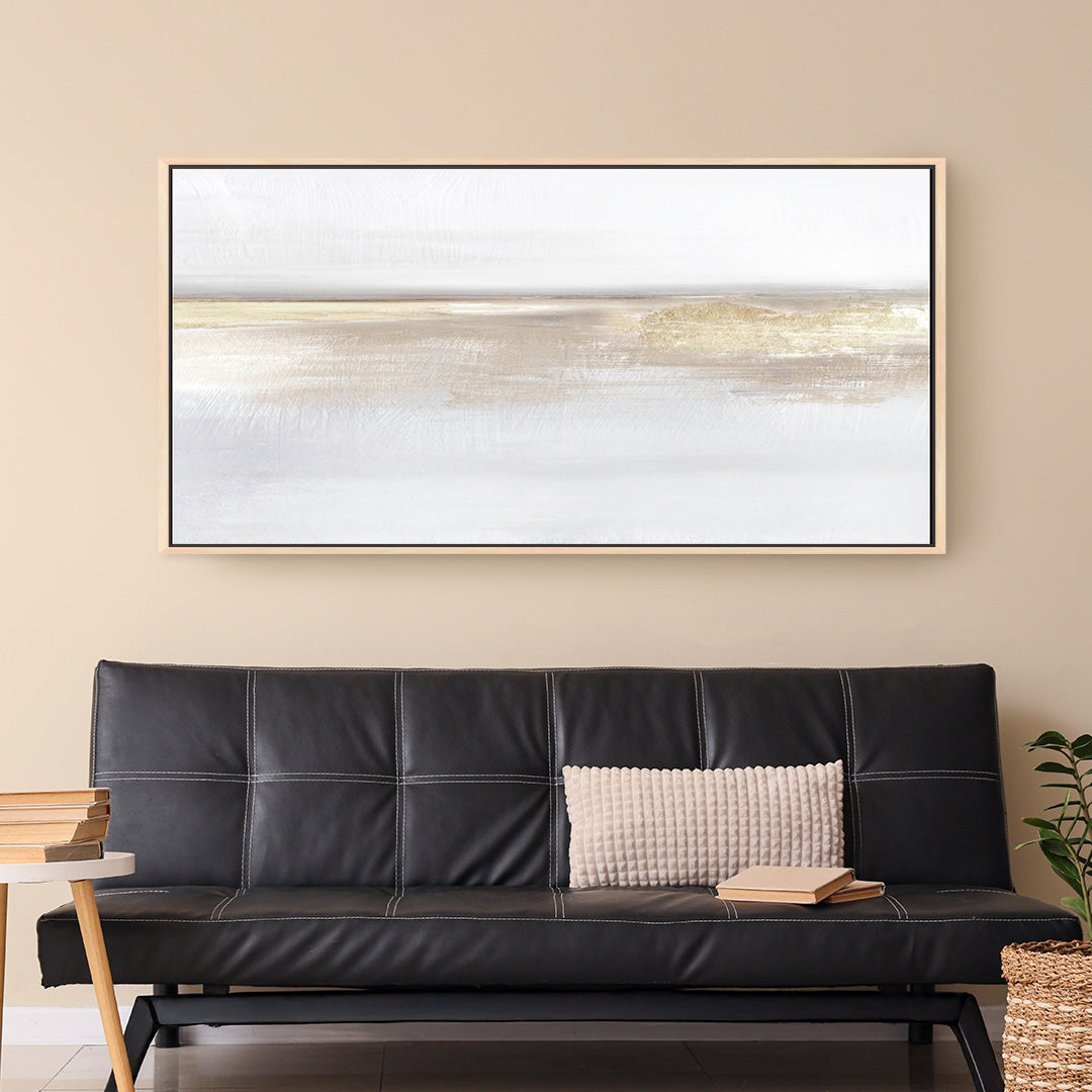 Gold Light Panoramic Framed Printed Canvas